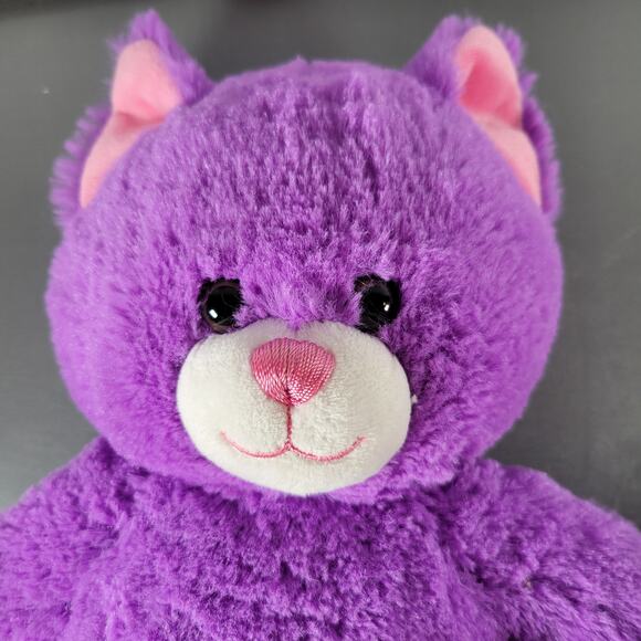 Build-A-Bear Purple Cat 2017, Pink 2011 Teddy Bear Plush Lot 2 Stuffed Animal - Picture 3 of 16
